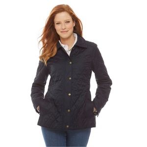 Talbots Women's Quilted Riding Jacket Blue 2X